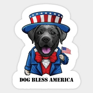 Black Labrador Retriever Dog Bless America Sticker